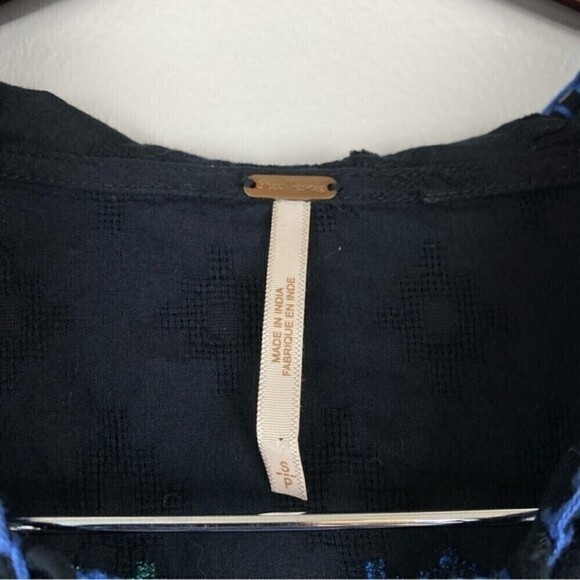 Free People Playa Del Rey Embroidered Crop Bell Sleeves Hoodie Black Size S - Picture 7 of 9